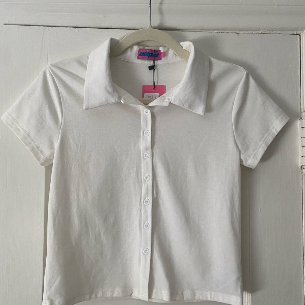 Edikted White Button Down Shirt Crisp Cotton Classic